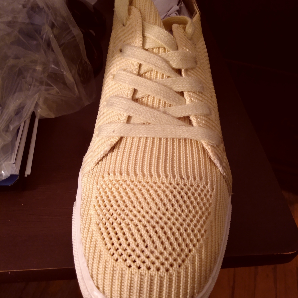 Lucky Brand Cream and Yellow Knit Sneakers